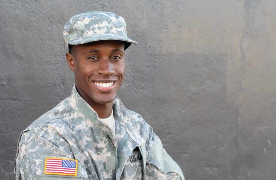 American soldier with nice teeth.